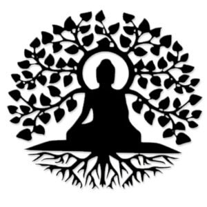 buddha under tree metal wall art – spiritual home décor (40cm x 40cm)