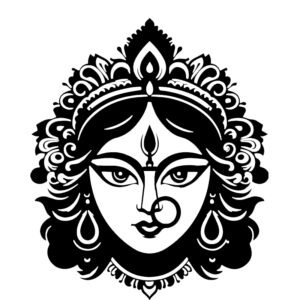 maa durga ji face metal wall art (30cm x 30cm)