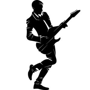 man playing guitar metal wall art – musical home décor (30cm x 20cm)