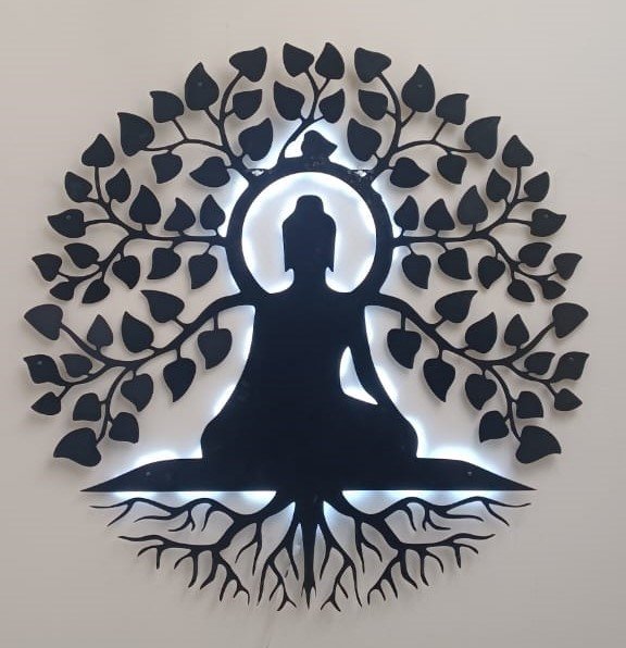 🌿 A New Symbol of Peace at Ananta Store: Buddha Under Tree Metal Wall Art (4ft x 4ft) budda 2